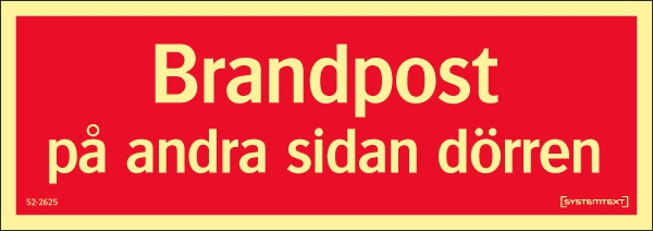 Brandpost på andra sidan dörren