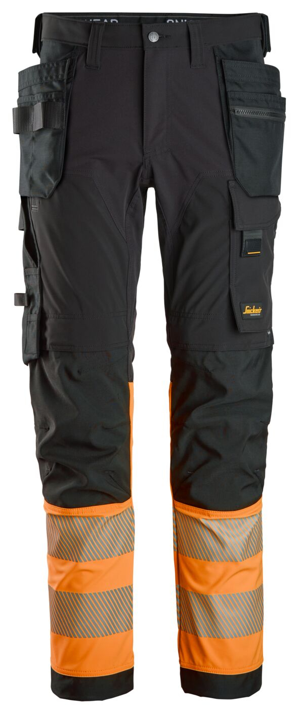 6231 High-Vis, Varselbyxor med 4-vägsstretch och hölsterfickor, klass 1